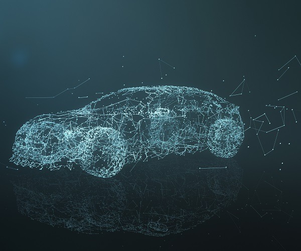 Auto gebaut aus Plexus-Netzwerkobjekten